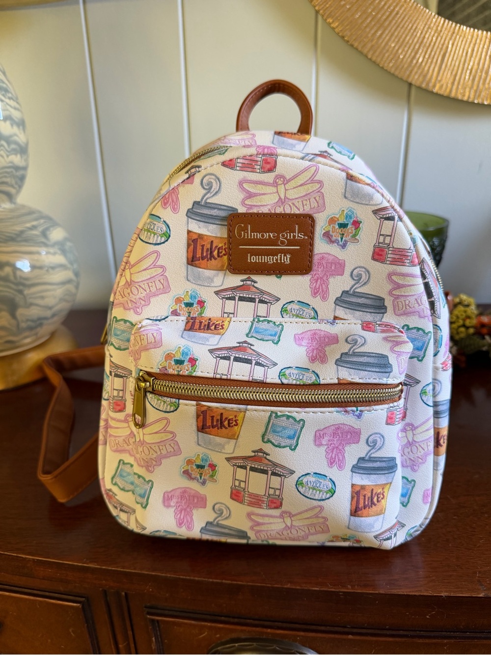 Loungefly Gilmore Girls White & Pink Patterned Kids Mini Backpack